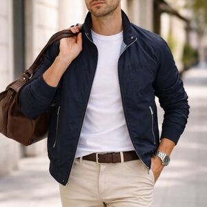 Zara Men's Navy Lightweight Jacket,office Casual,street Style,bomber ,clean Look